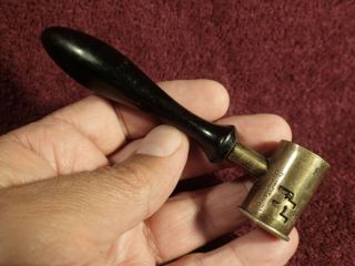 Well Made Early 1900 Antique Brass Black Powder Measuring Cup Tool W Handle