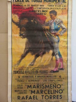 really old poster bill board bull fighting Barcelona 1964 5