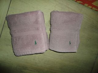 Vintage Ralph Lauren Violet Purple Polo Pony (2pc) Hand Towel 100 Cotton 15x27