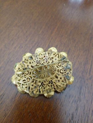 ANTIQUE VICTORIAN CARVED RED CORAL GOLD BROOCH PIN 4