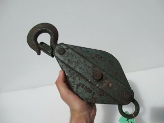 Large Vintage Iron Pulley Block & Tackle Dock Factory Industrial Antique Wheel