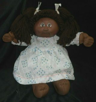 Vintage 1982 Cabbage Patch Kids African American Long Hair Girl Plush Doll Toy E