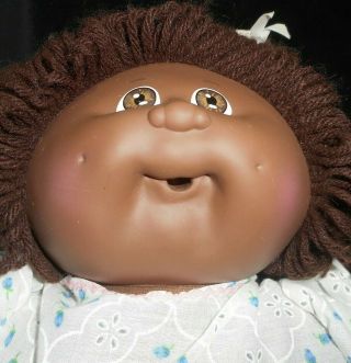 VINTAGE 1982 CABBAGE PATCH KIDS AFRICAN AMERICAN LONG HAIR GIRL PLUSH DOLL TOY E 3