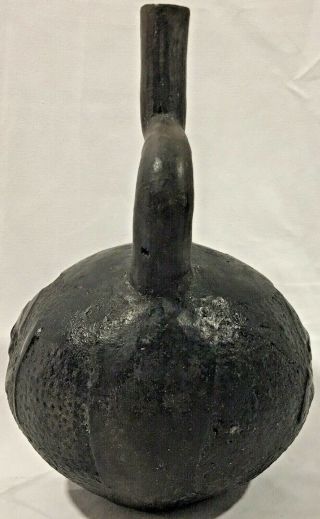 Pre Columbian Chimu Blackware Stirrup Vessel Peru South America C 1100 - 1400 5