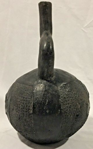Pre Columbian Chimu Blackware Stirrup Vessel Peru South America C 1100 - 1400 6