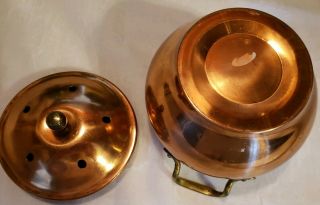 Vintage Copper Plated Potpourri Incense Pot With Lid and Brass Handles 3