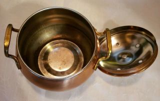 Vintage Copper Plated Potpourri Incense Pot With Lid and Brass Handles 4