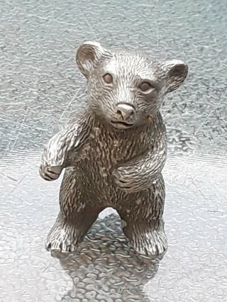 Pewter Miniature Bear Grizzly Standing Figurine Vintage Collectible