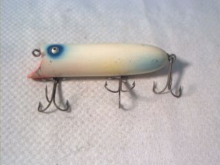 Vintage Old Wood Fishing Lure Pico Plunger Pearl