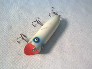 Vintage old wood fishing lure Pico Plunger Pearl 2