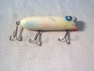 Vintage old wood fishing lure Pico Plunger Pearl 3