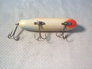 Vintage old wood fishing lure Pico Plunger Pearl 4