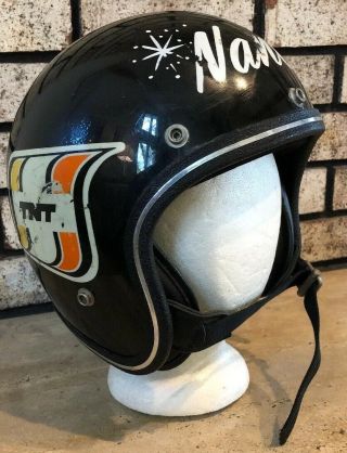 Ski - Doo Tnt Black Snowmobile Helmet Open Face 40034 Nancy Made Usa Vtg 60s 70s