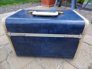 1950 ' s SAMSONITE Train Case Blue Marbled Shwayder Bros Key 4712 Vintage 3