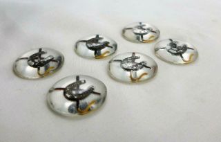 6 Antique Horse Racing Reverse Painted Essex Crystal Intaglio Buttons Jewellery 3