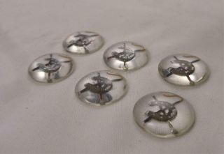 6 Antique Horse Racing Reverse Painted Essex Crystal Intaglio Buttons Jewellery 4