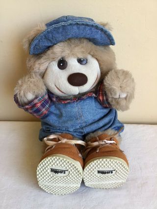 Vintage 11 " Tall Trappers Teddy Bear Plush Stuffed Animal Toy Korea