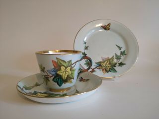 Antique 19th Century Davenport Longport Porcelain Tea Cup,  Saucer Trio.  3746