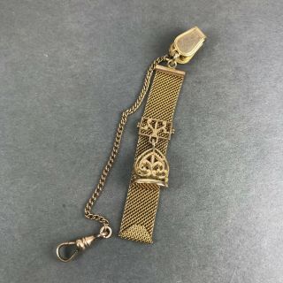 Antique Vintage Gold Filled Filigree Watch Fob And Chain
