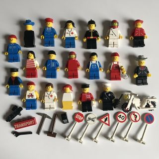 Big Bundle Vintage Lego Classic 70s 80s Town Minifigures & Accessories