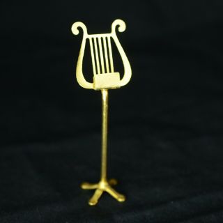 Vintage Dollhouse Music Stand Brass 2 1/4  Tall Holds Music Miniature