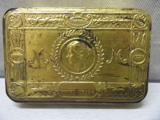 Antique Wwi Imperium Britannicum Princess Mary Christmas 1914 Brass Gift Tin