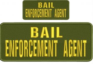 Bail Enforcement Agent Embroidery Patches 4x10 And 2x5 Hook On Back Od Green