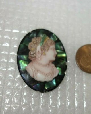 Vintage Czech Art Deco Figural Glass N Pearl Cabochon Jewelry Piece Cameo