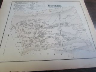 Antique - 1873 Butler Township Pa Map - Plus Business Notices