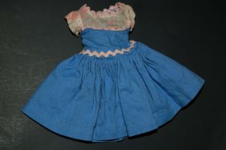 Vintage Blue Pink Wht Dress Ideal Little Miss Revlon Or Similar Doll 1950s - 60s