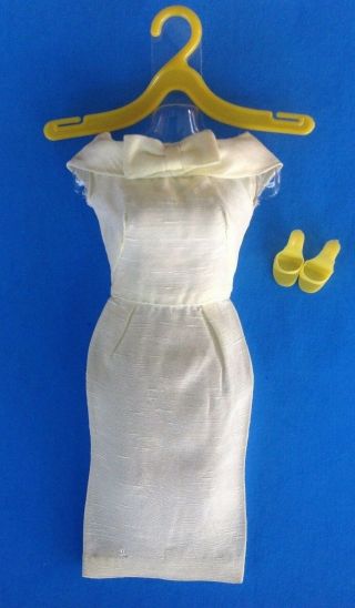 Vintage Barbie Pale Yellow Silk Sheath Dress W/matching Heels 1962 - 1963 Vgc