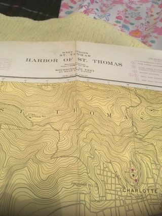Vtg Nautical Chart: C&GS 933 Harbor of St Thomas 8th ed APR 26 1965 4