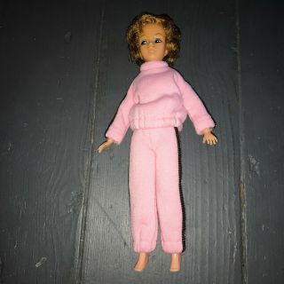 Vintage Tina Cassini Doll Blond Hair Blue Eyes Pink Sweatsuit 1960s Euc