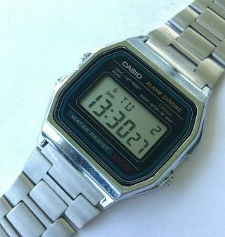 Vintage Digital Seiko Alarm Chronograph Day/date Stainless Steel Watch A158w