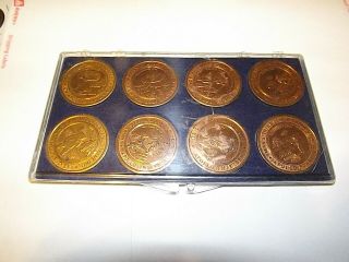 Commemorative Apollo Medallions From Apollo 7,  8,  9,  10,  11,  12,  13,  4 In A Plast