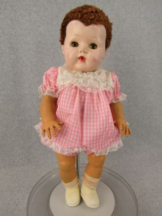 19 " Vintage American Character Tiny Tears Baby Doll With Caracul Wig 1950s " Tlc "