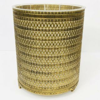 Gold Ormolu Waste Basket Vintage Ormolu Mid Century Hollywood Regency Trash Can