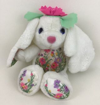 1992 Vintage Tcfc White Bunny Rabbit Candy Blossom Floral 12 " Plush Stuffed Toy