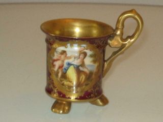 Stunning Antique Royal Vienna Handpainted Porcelain Footed Cabinet Cup