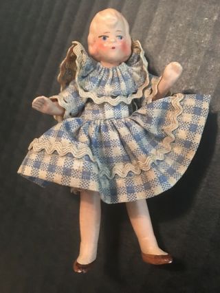 Antique Vtg 30s 40s Dollhouse Girl Doll Composition Jointed