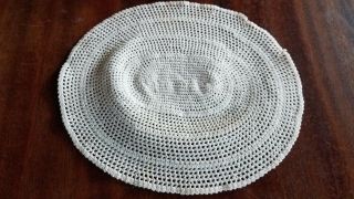 Antique VTG Lace Doily Candle Mat Doll House Oval Rug Hand Crochet Densely Knit 2