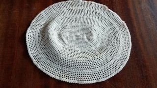 Antique VTG Lace Doily Candle Mat Doll House Oval Rug Hand Crochet Densely Knit 3
