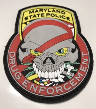 Md.  State Police Drug Enforcement 3d Pvc Patch W/hook And Loop Backing Last One