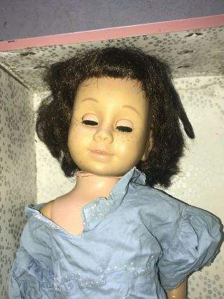 Vtg Chatty Cathy doll 1960s Mattel Brunette pull string,  No Words.  Brown Eyes 4