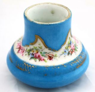 Antique Mantle Clock Hand Painted Blue Sevres Porcelain Top Bulb Urn