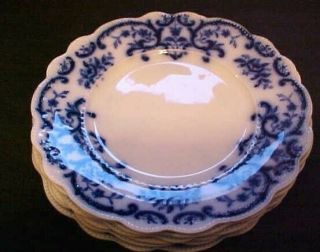 6 Antique Grindley England Flow Blue 8 1/4 Plates Portman Patern 3 Crazed,  3 Not