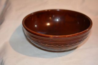 Antique Vintage Stoneware Brown Crock Mixing Bowl Pottery Rustic Primitive Glaze