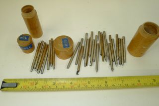 Antique/vintage Watchmakers Tools Hole Closing Punches Etc. ,  In Treen Containers