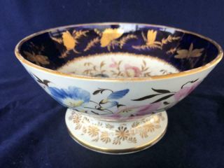 Fine Antique French Paris Porcelain Flower And Butterfly Footed Bowl.