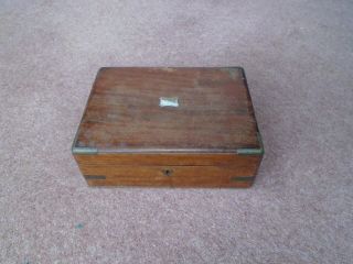 Antique Vintage Mahogany Wooden Writing Slope Desk Top Stationery Storage Box